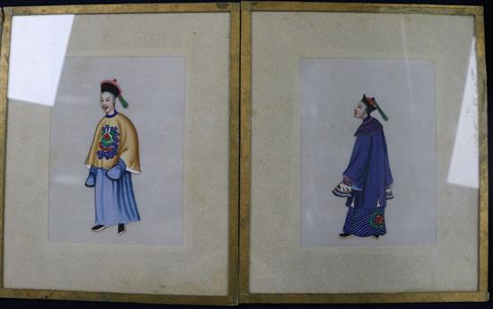 Four Chinese pith paintings of court figures